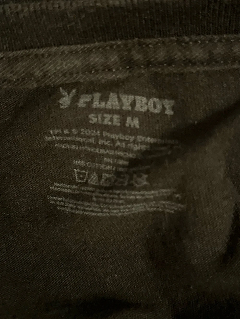 PLAYBOY Varsity Style Short Sleeve Detail Essential Stylish Tee with Pink Bunny - Picture 3 of 3